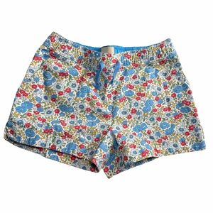 Boden Girl Floral Drawstring Shorts with Heart Pockets- Blue, Red & Yellow 8Y